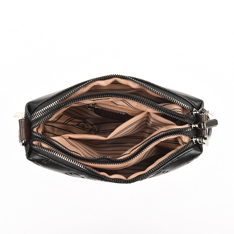 Stylish 3 Partition Leather Look Elephant Broad Belt Sling Bag