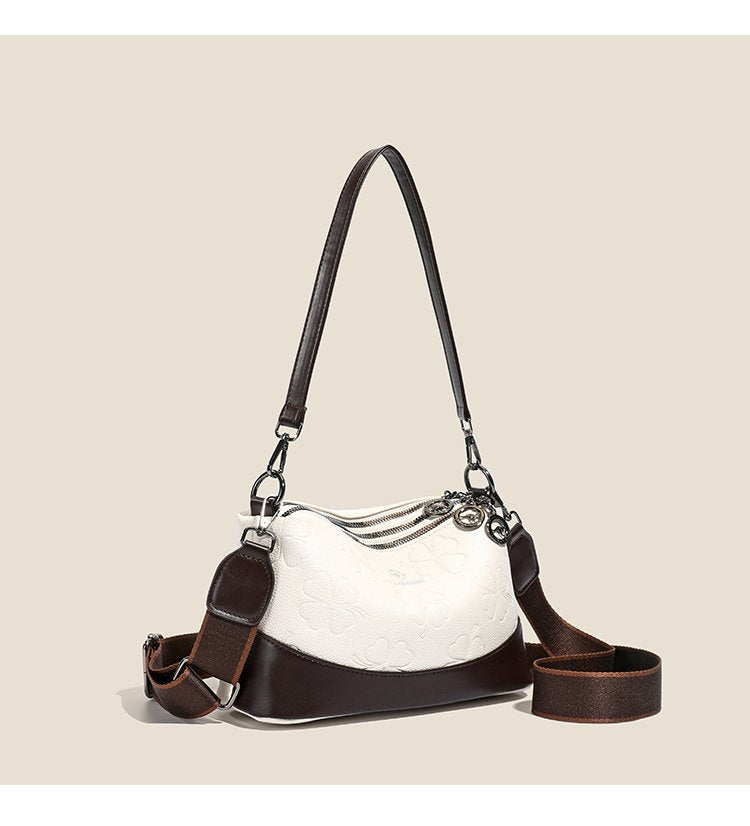 Stylish 3 Partition Leather Look Elephant Broad Belt Sling Bag