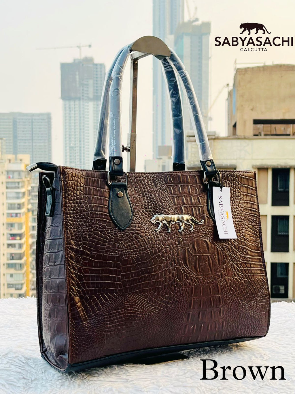 SABYASACHI NEW CROCODILE LEATHER TOTE BAG