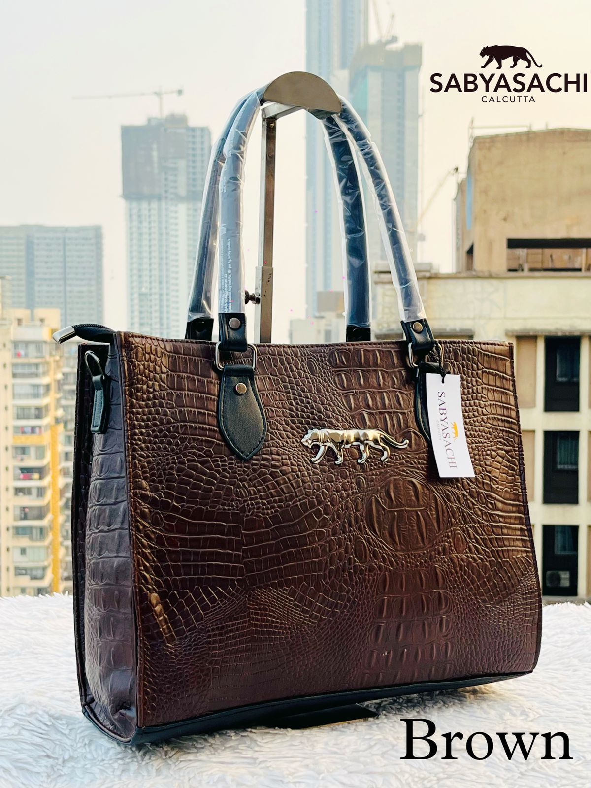 SABYASACHI NEW CROCODILE LEATHER TOTE BAG