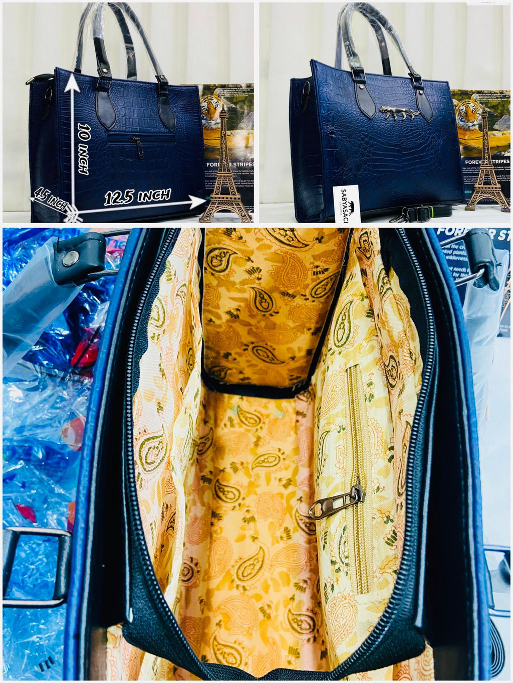 SABYASACHI NEW CROCODILE LEATHER TOTE BAG